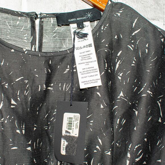 ISABEL MARANT UDNY Blouse Black Drawstring Waist Wool Blend Size 1 - Picture 6 of 11